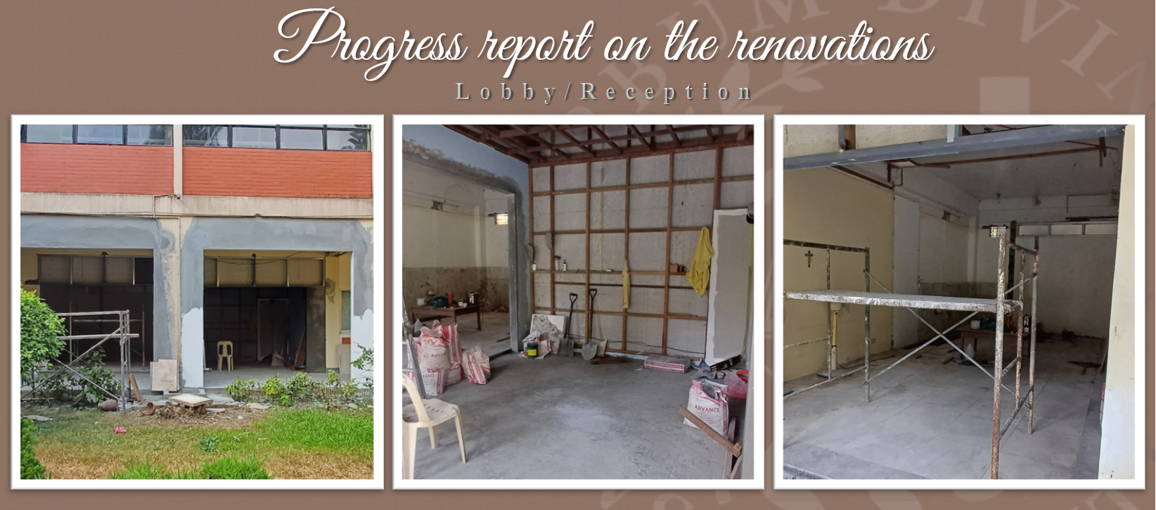 Progress report on the Renovations (Lobby/Reception)